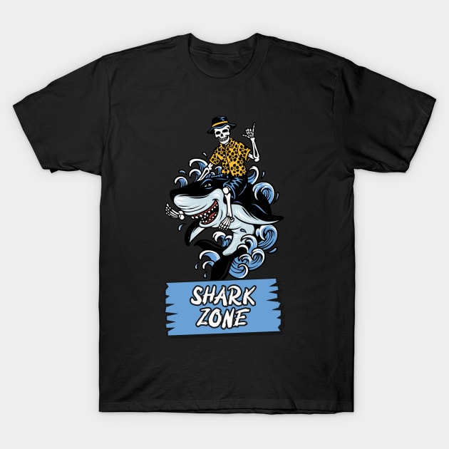 Skeleton riding a-shark T-Shirt by Istanbul